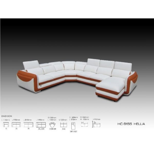 Hellia Half Leather Corner Sofa