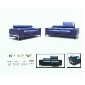 Quebec 3 Seater Half Leather Sofa with Adjustable Headrest