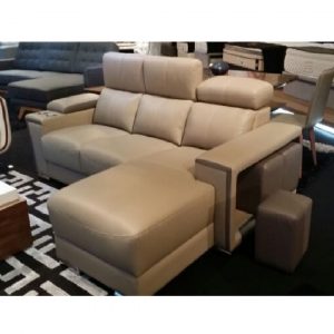 Tiffab Half Leather Slider Sofa with Adjustable Headrest