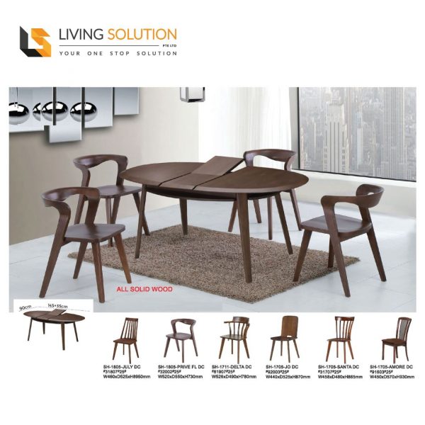 Arc Solid Wood Extendable Dining Table or Set