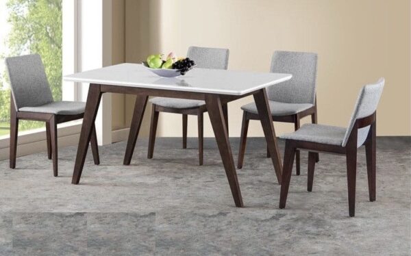 Cora 1+4 Marble Top Dining Table Set