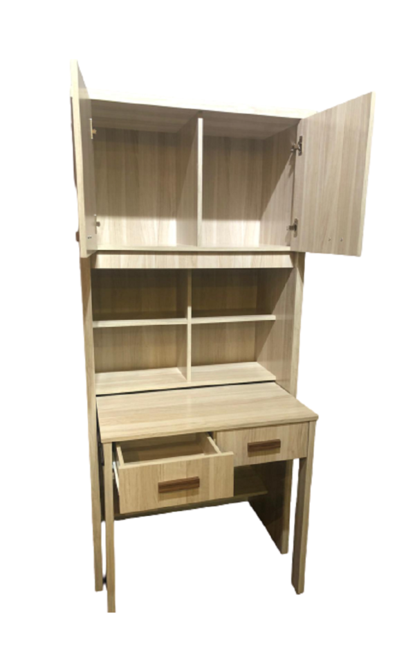 Fleur Study Table with Open Shelving and Compartment