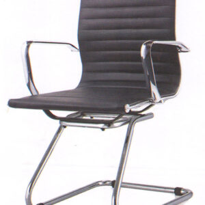 Geniune Leather Ripple Black Office Chair without Wheels