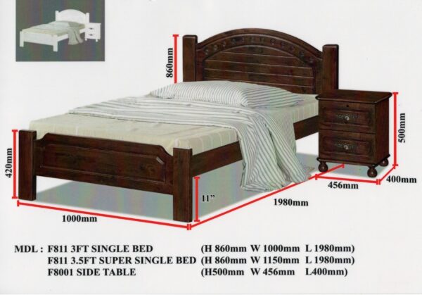 Imperi Solid Rubber Wood Bed