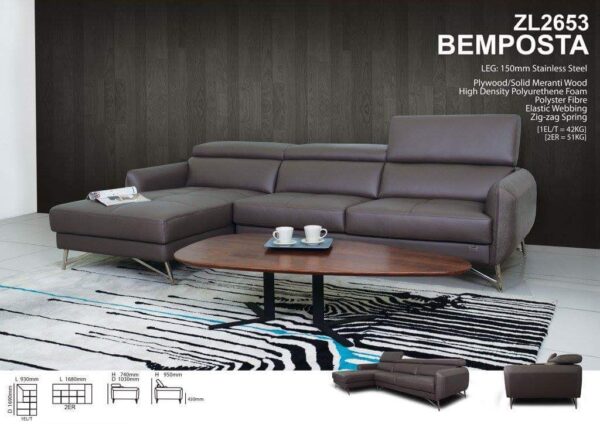 Bemposta L Shape Half Leather Sofa