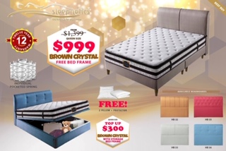 Brown Crystal Bed Frame with Individual Pocket Spring Mattress Package