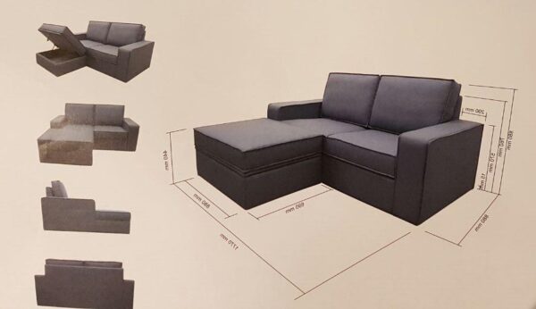 Kimi L Shape Fabric Sofa with Storage