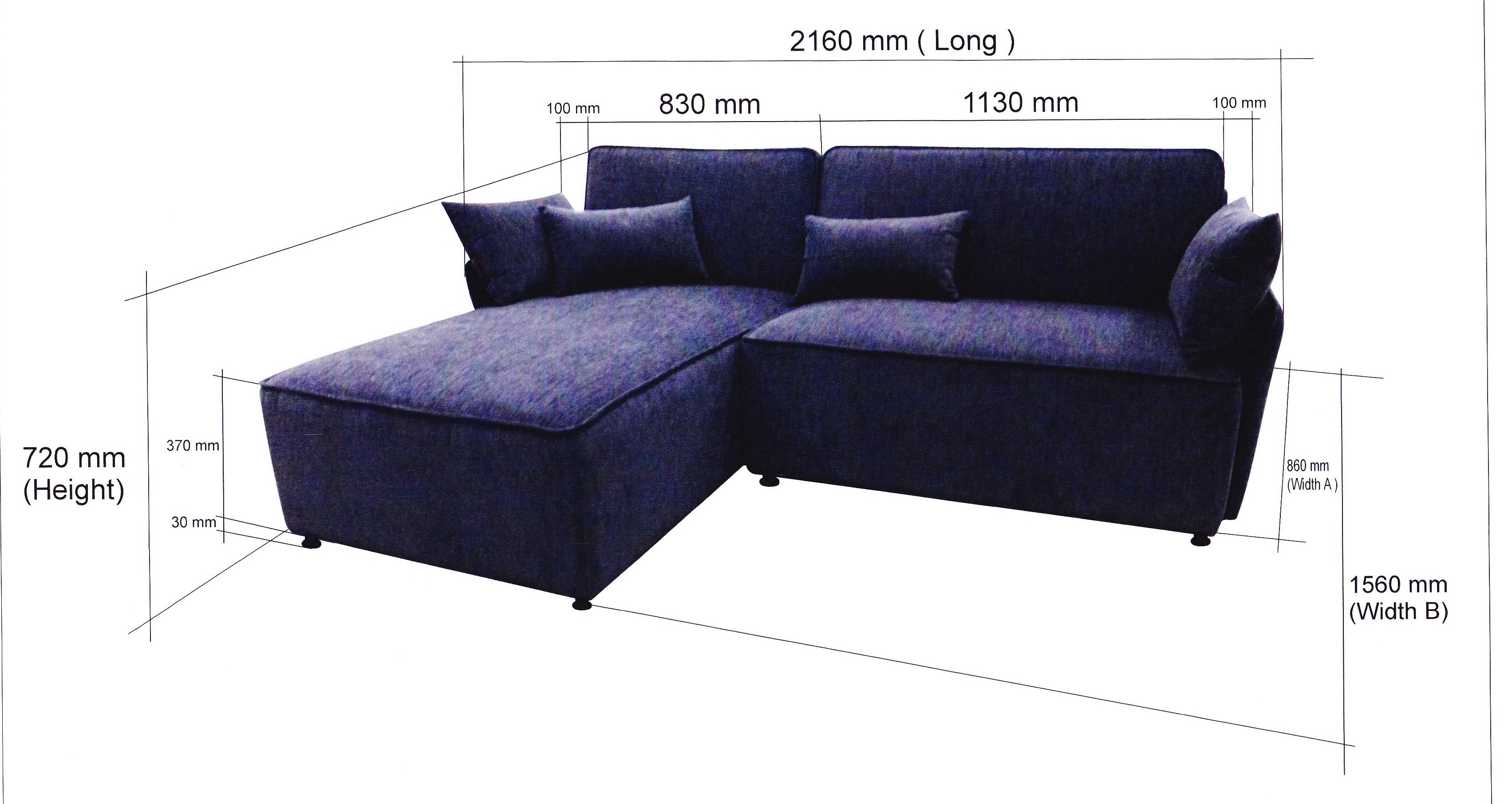 Violet Fabric Sofa Solid Nyatoh Wood Structure