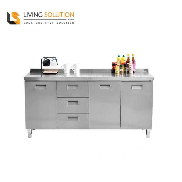 160cm Stainless Steel Kitchen Cabinet with 3 Drawers