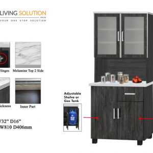 Melamine Top Kitchen Cabinet with Top