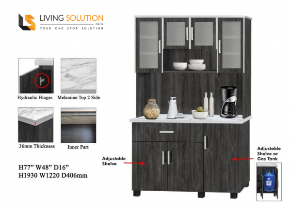 Melamine Top Kitchen Cabinet with Top