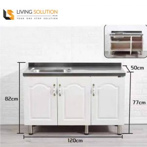 120cm Stainless Steel Top Wooden Kitchen Cabinet Single Sink