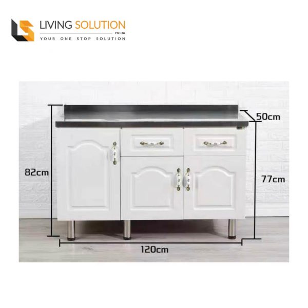 120cm Stainless Steel Top Wooden Kitchen Cabinet with Two Drawers