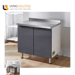 80cm Grey Glass Wooden Kitchen Cabinet