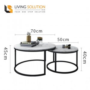 Blanc Sintered Stone Coffee Table Set Black