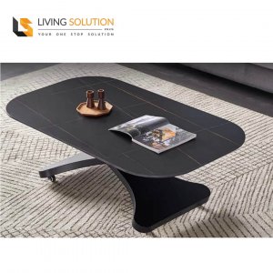 Chario Sintered Stone Top Coffee Table with Wheels