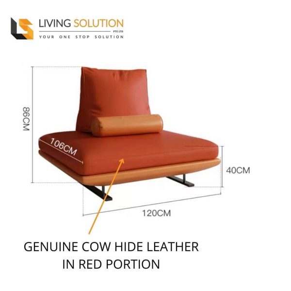 Anthea Half Cow Hide Leather Sofa
