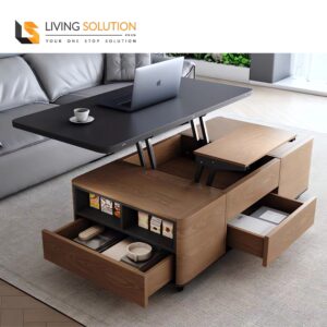 Dawi Multi Functional Coffee Table in Grey Top and Walnut Colour 120cm