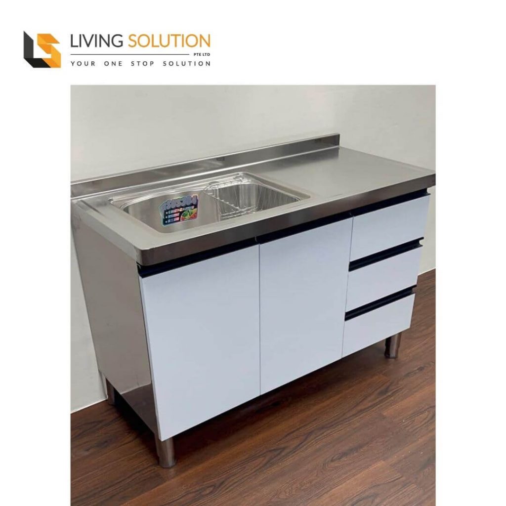 120cm Coloured Door Stainless Steel Kitchen Cabinet with Sink and ...