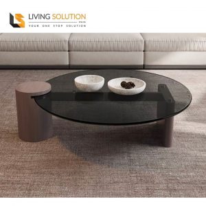 Aria Designer Tempered Glass Coffee Table with Stainless Steel Base