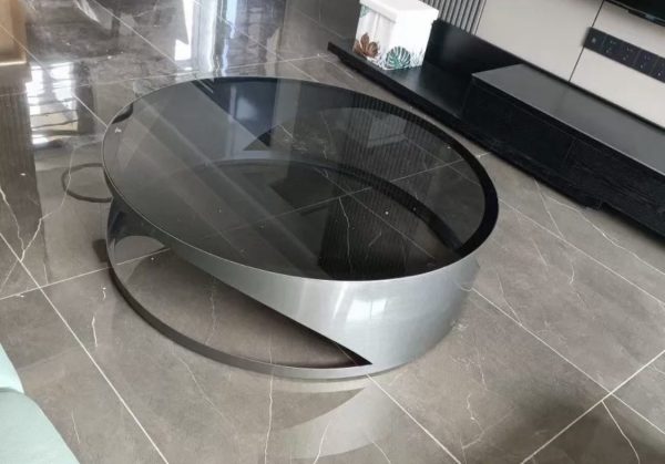 Zonic Designer Stainless Steel Tempered Glass Top Coffee Table