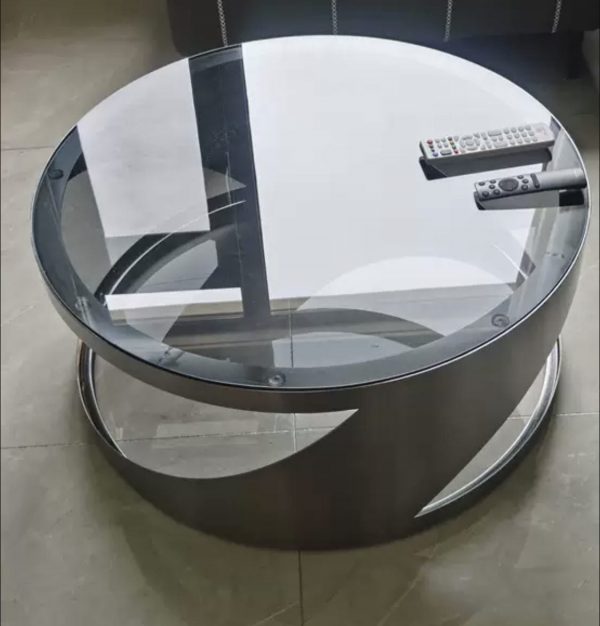 Zonic Designer Stainless Steel Tempered Glass Top Coffee Table