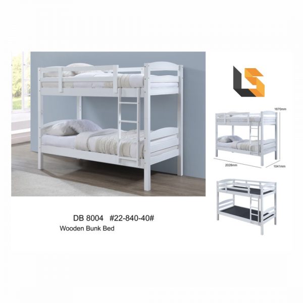 8004 Solid Rubber Wood Double Decker Bunk Bed