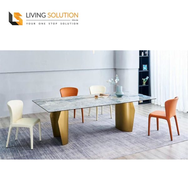Aleo Sintered Stone Dining Table with Stainless Steel Leg