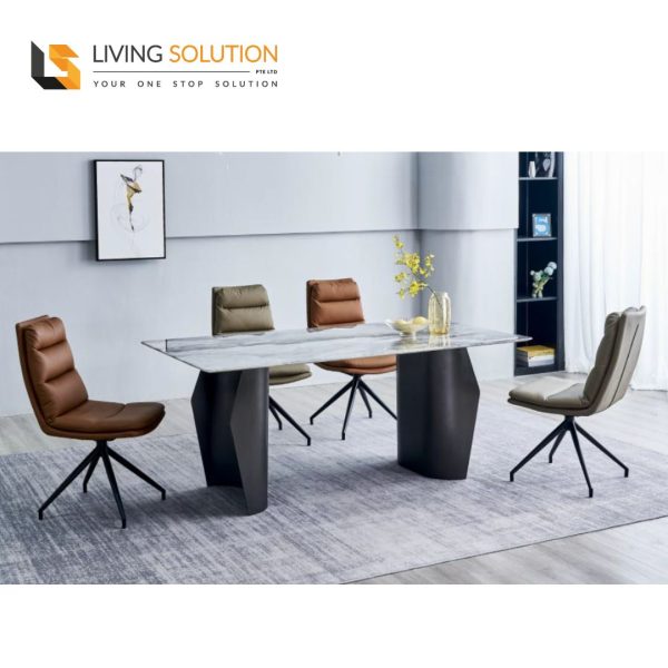 Aleo Sintered Stone Dining Table with Stainless Steel Leg