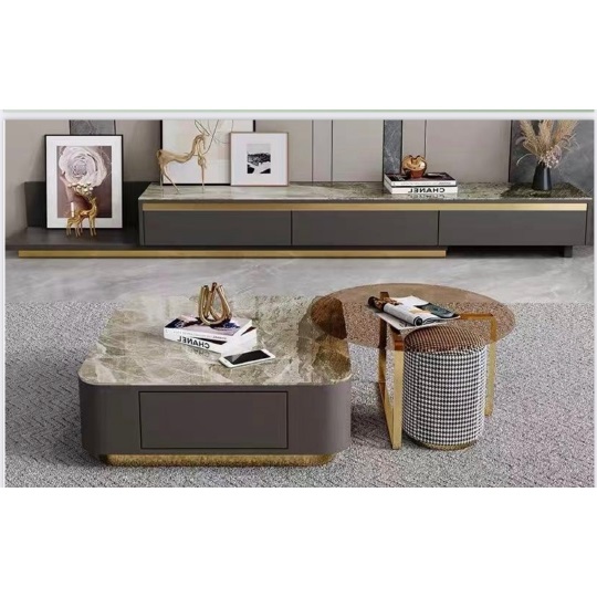 Myrtis Sintered Stone Top Coffee Table TV Console