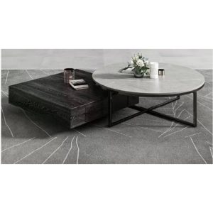Nessa Sintered Stone and Wood Veneer Coffee Table