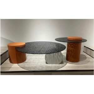 Pello Water Textured Glass Designer Coffee Table
