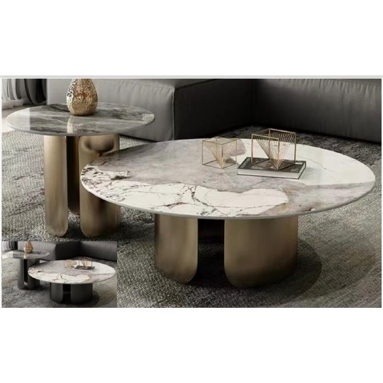 Piero Designer Sintered Stone Top Coffee Table with Stainless Steel Base