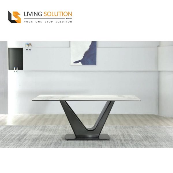 Shiva Sintered Stone Dining Table with Stainless Steel Leg