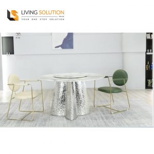 Sine Sintered Stone Dining Table with Stainless Steel Legs