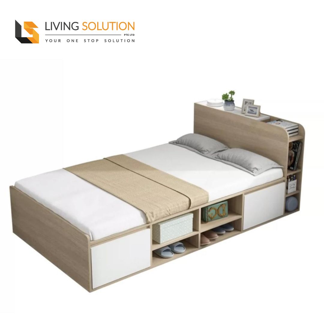 Alfa Wooden Storage Bed Frame