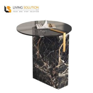 Ana Tempered Glass Marble Base Side Table Bedside Table