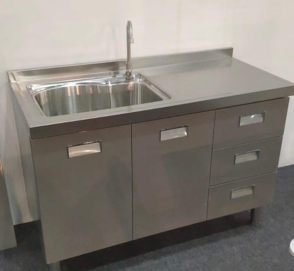 120cm with Sink and 3 Drawers Modular Stainless Steel Kitchen Cabinet