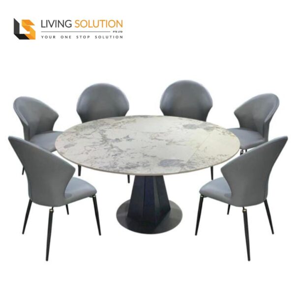 Dika Round Sintered Stone Extendable Dining Table