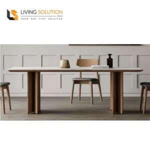 Blanca Sintered Stone Dining Table Wooden Legs