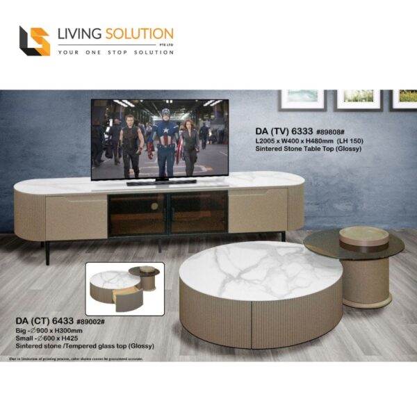 Kess Sintered Stone Top Coffee Table TV Console