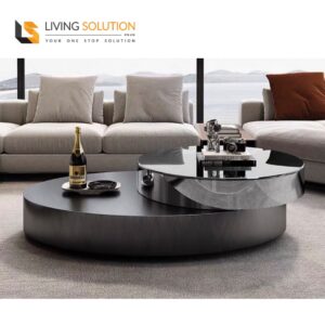 Bess Designer Stainless Steel Coffee Table with Tempered Glass Top