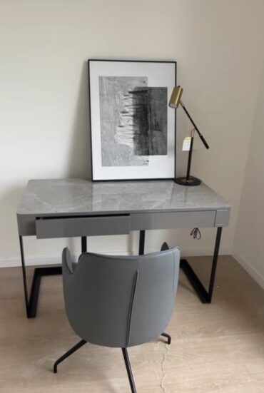 Bron Sintered Stone Top Study Table - Living Solution Pte Ltd
