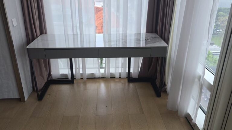 Bron Sintered Stone Top Study Table - Living Solution Pte Ltd