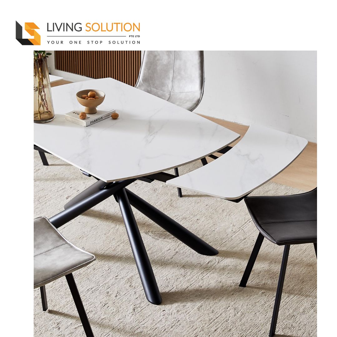 Knox Sintered Stone Swirl Extendable Dining Table (2) close up of Knox Sintered Stone Swirl Extendable Dining Table