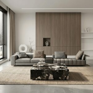 Casta Designer Sofa Custom Sofa and Geno Cultured Marble Coffee Table