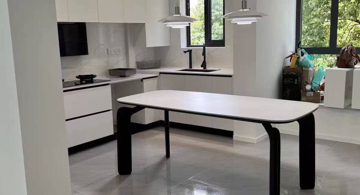 Fania Sintered Stone Ash Wood Dining Table