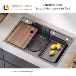 Ichiro Black Japanese Style Stainless Steel Kitchen Sink