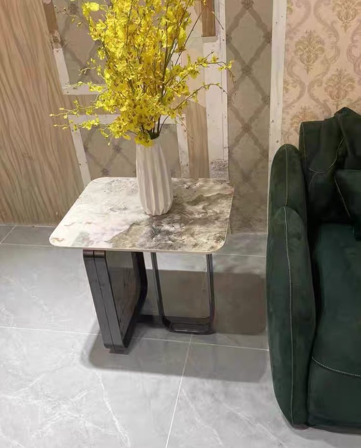 Carter Sintered Stone Stainless Steel Side Table Bedside Table - Carter Sintered Stone Stainless Steel Side Table Bedside Table