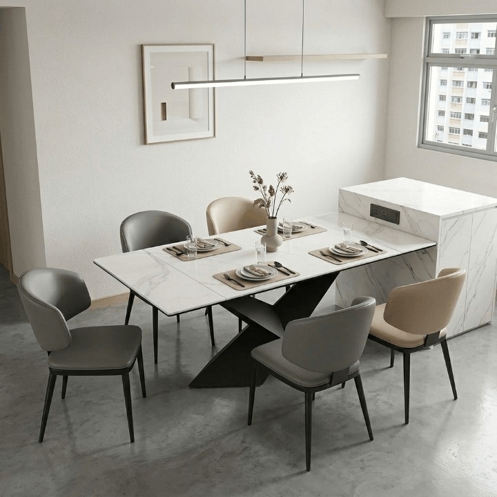 Aris Sintered Stone Extendable Dining Table – Side Extension and NC9190 Dining Chair Aris Sintered Stone Extendable Dining Table – Side Extension and NC9190 Dining Chair